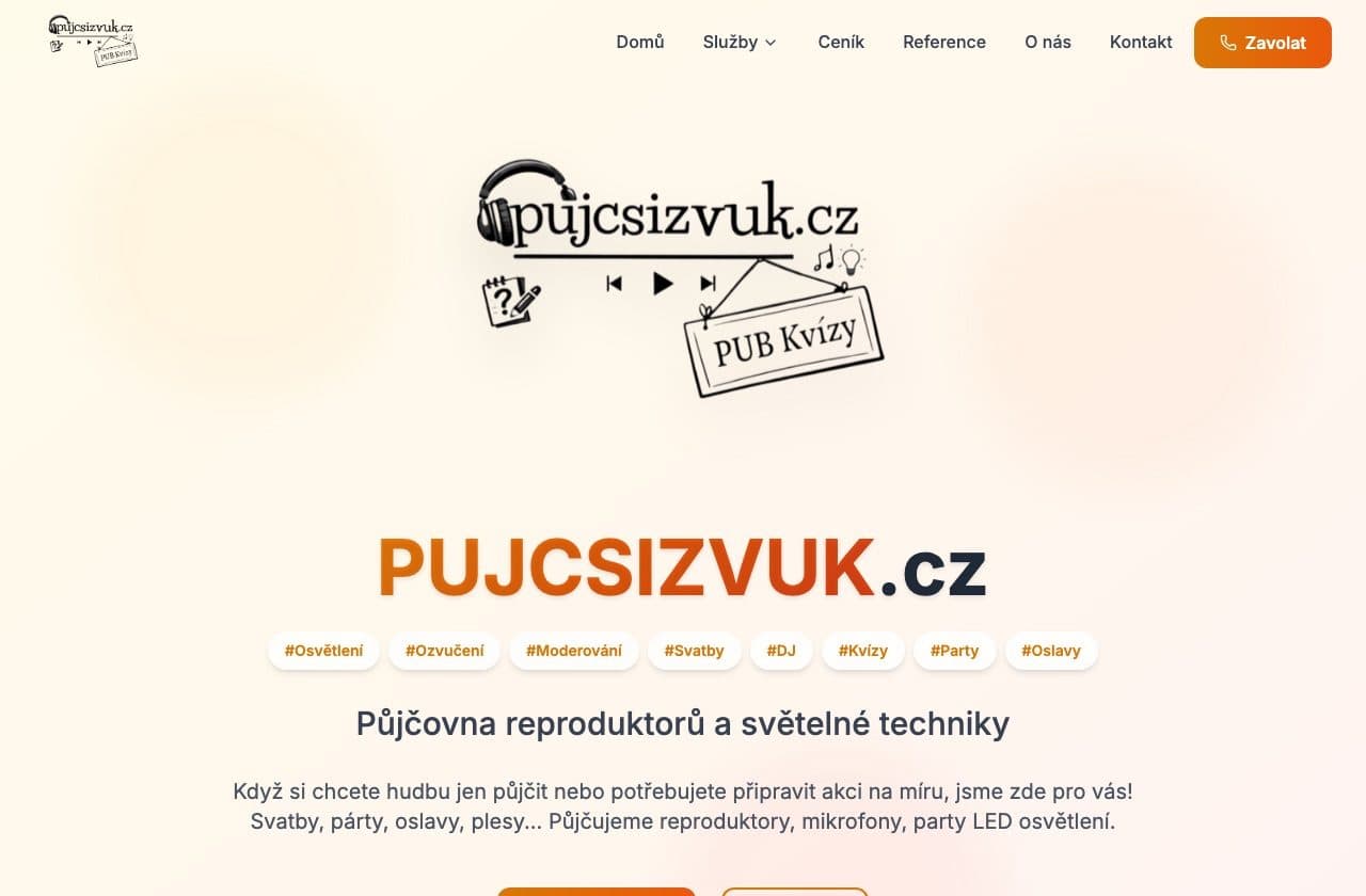 Vorschau der Website pujcsizvuk.cz